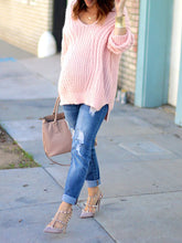 Load image into Gallery viewer, Knitted Pink Loose Maternity Sweaters
