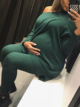 Load image into Gallery viewer, Maternity Casual Pure Color Two-Piece Sweater Suit
