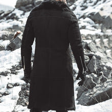 Load image into Gallery viewer, Black Long Mens Leather Jacket Winter
