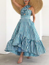 Load image into Gallery viewer, Halter Neck Stripe Printing Fashion Women's Dress
