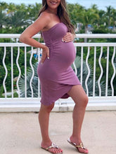Load image into Gallery viewer, Pure Cotton Split Chest Wrap Maternity Dress
