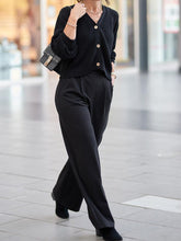 Load image into Gallery viewer, Cardigan Top and Wide-leg Pants Casual Suit
