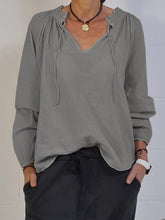 Load image into Gallery viewer, Casual Loose V-neck Long Sleeve Top
