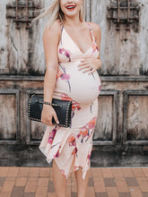 Load image into Gallery viewer, Maternity Sexy Printed Asymmetric Hem Dress
