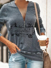 Load image into Gallery viewer, Cotton Casual V-Neck Halloween Women's Tops
