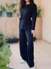Load image into Gallery viewer, Ladies Solid Color Comfortable Cotton Fashion Casual Knitted Two-piece Suit
