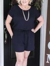 Load image into Gallery viewer, Solid Color Round Neck Short Sleeve Women's Suit
