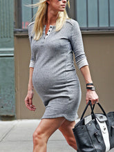 Load image into Gallery viewer, Button-Down Collar Long-Sleeved Maternity Dresses
