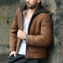 Load image into Gallery viewer, High Neck Stitching Knitted Collar Zipper Men's Coat
