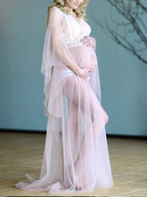 Load image into Gallery viewer, Pink Sexy Tulle Lace Stitching Maternity Photography Dress

