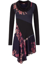 Load image into Gallery viewer, Women's Casual Long Sleeve High Neck Stitching Dress

