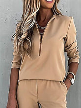 Load image into Gallery viewer, Casual and Fashionable Half-pull Blouse and Elastic Pants Suit

