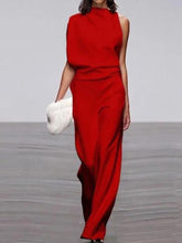 Load image into Gallery viewer, Fashion Oblique Shoulder Folds Women's Jumpsuit

