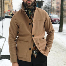Load image into Gallery viewer, Men's Autumn and Winter Short Single-breasted Knitted Solid Color Warm Jacket
