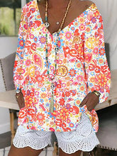 Load image into Gallery viewer, Women's V-Neck Print Short Suit
