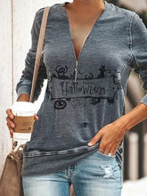 Load image into Gallery viewer, Cotton Casual V-Neck Halloween Women's Tops
