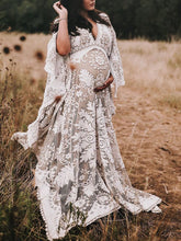 Load image into Gallery viewer, Maternity Wear Sexy V-Neck Lace Sheer Tulle Photography Dress
