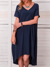 Load image into Gallery viewer, Women's Solid Color Irregular Hem Casual Midi Dress
