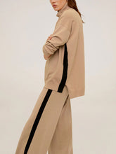 Load image into Gallery viewer, High Neck Color Block Knit Women's Jogging Suits
