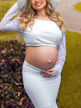 Load image into Gallery viewer, Lace Long Sleeve Elegant Photo Maternity Dress
