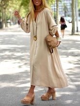 Load image into Gallery viewer, Women's Long Sleeve Round Neck Button Dress
