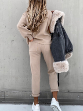 Load image into Gallery viewer, Fashionable Warm Stand-collar Top and Elastic Pants Solid Color Suit

