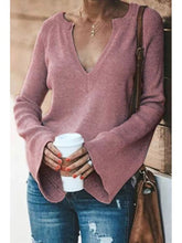 Load image into Gallery viewer, Fashion Fall Flared Sleeves V-neck Knitted Sweater
