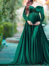 Load image into Gallery viewer, Elegant Off-shoulder Maternity Dress Long Dress
