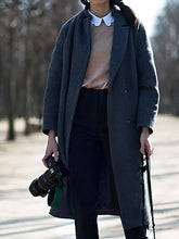 Load image into Gallery viewer, Dark Long Over-The-Knee Woolen Coat Women's Coats
