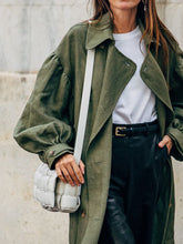 Load image into Gallery viewer, Casual Ladies Long Coat with Lapel Lantern Sleeves
