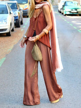 Load image into Gallery viewer, Casual and Casual Suspender Top and Wide-leg Pants Suit
