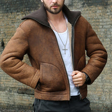 Load image into Gallery viewer, High Neck Stitching Knitted Collar Zipper Men's Coat

