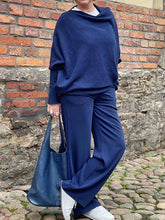 Load image into Gallery viewer, Casual Fashion Irregular Neckline Ladies Blouse and Wide Leg Pants Suit
