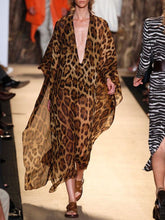 Load image into Gallery viewer, Brown Leopard Print Loose Sleeves Women's Dress
