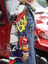 Load image into Gallery viewer, Fashion Casual Stitching Graffiti Denim Jacket
