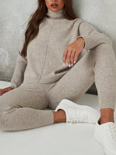 Load image into Gallery viewer, Casual Long Sleeve Turtleneck Loose Thick Knitted Tops and Trousers Women's Suit
