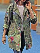 Load image into Gallery viewer, Casual Lady Jacket with Camouflage and Floral Pattern
