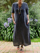 Load image into Gallery viewer, Casual Striped V-neck Fashion Dress

