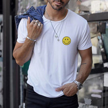 Load image into Gallery viewer, Smiley Printed Round Neck Sweat-Absorbent Men's Tops
