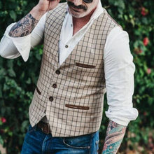 Load image into Gallery viewer, Retro Plaid Sleeveless Gentleman Men's Vests
