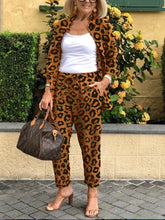 Load image into Gallery viewer, Leopard Print Long Sleeve Casual Women's Suits
