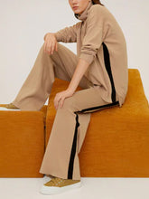 Load image into Gallery viewer, High Neck Color Block Knit Women's Jogging Suits

