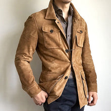 Load image into Gallery viewer, Fall/winter Men's Lapel Suede Multi-pocket Jacket
