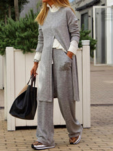 Load image into Gallery viewer, Fashion Split Top and Wide Leg Pants Suit
