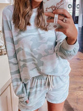 Load image into Gallery viewer, Camouflage Round Neck Long Sleeve Casual Suit
