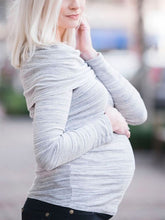 Load image into Gallery viewer, Gray Off-Shoulder Maternity Tops

