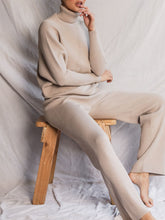 Load image into Gallery viewer, Casual Comfortable Soft Turtleneck Sweater and Trousers Solid Color Knit Suit
