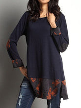 Load image into Gallery viewer, Fashion Stitching Printed Round Neck Women's Blouse
