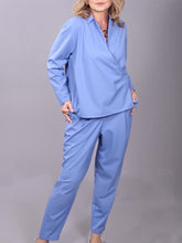 Load image into Gallery viewer, Ladies Fashion V-neck Side Button Shirt Top and Casual Pants Set
