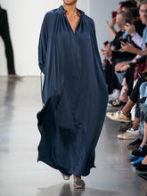 Load image into Gallery viewer, Chiffon V-neck Drawstring Long Sleeve Simple Dress

